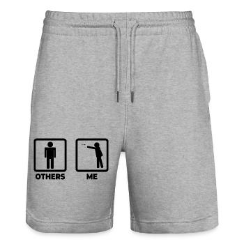 Ich als Dartspieler - Stanley/Stella Unisex Bio Joggingshorts Trainer  - Grau meliert - Vorne - Nik (191cm) & Marisol (170cm)