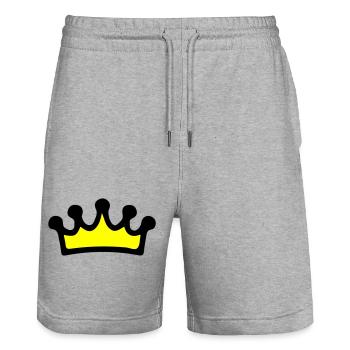 Crown Symbol - Stanley/Stella Trainer Unisex Organic Jogging Shorts - heather grey - Front - Nik (191cm) & Marisol (170cm)