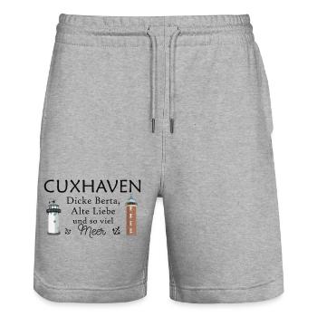 Cuxhaven, handgezeichnete Leuchttürme, Alte Liebe - Stanley/Stella Unisex Bio Joggingshorts Trainer  - Grau meliert - Vorne - Nik (191cm) & Marisol (170cm)