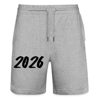 Coup de pinceau année 2026 - Short de jogging bio TRAINER Stanley/Stella unisexe - gris chiné - Devant - Nik (191cm) & Marisol (170cm)