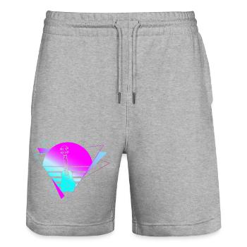 Hawaiian Ukulele Uke Retro 80s 90s - Stanley/Stella Trainer Unisex Organic Jogging Shorts - heather grey - Front - Nik (191cm) & Marisol (170cm)