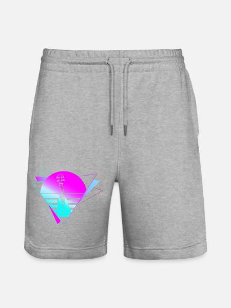 Hawaiian Ukulele Uke Retro 80s 90s - Stanley/Stella Trainer Unisex Organic Jogging Shorts - heather grey