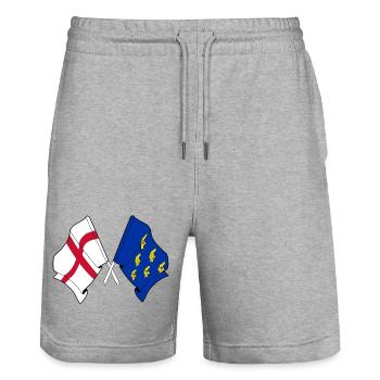 Gekreuzte Flaggen West Sussex & England - Stanley/Stella Unisex Bio Joggingshorts Trainer  - Grau meliert - Vorne - Nik (191cm) & Marisol (170cm)
