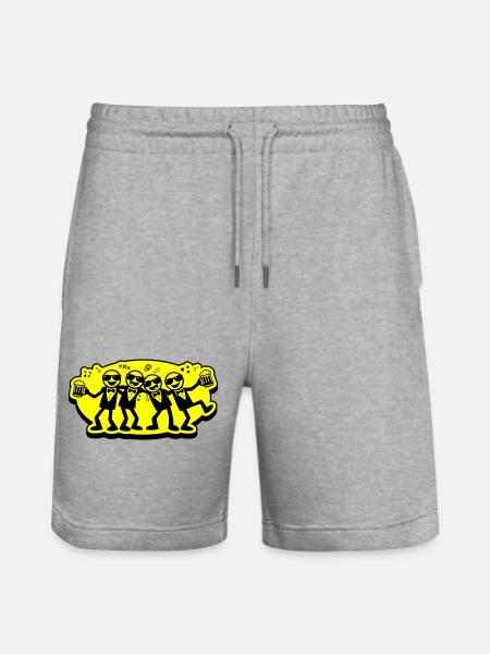 Groom Friends Group Beer - Stanley/Stella Trainer Unisex Organic Jogging Shorts - heather grey