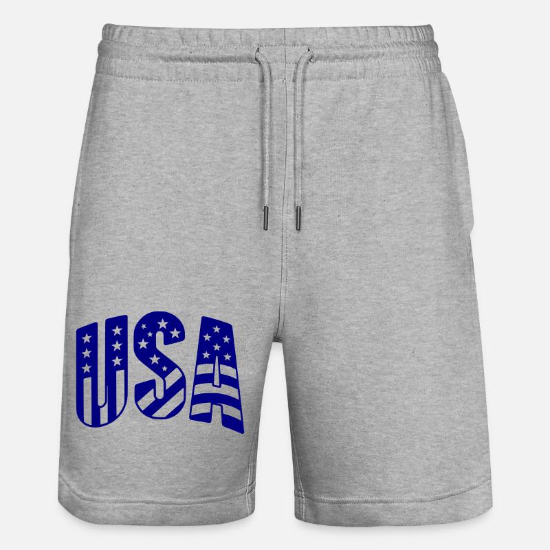 Lettrage du drapeau américain - Short de jogging bio TRAINER Stanley/Stella unisexe - gris chiné