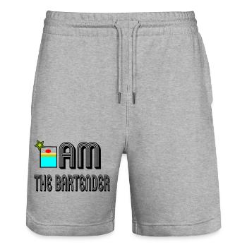 I am the bartender - Stanley/Stella Trainer Unisex Organic Jogging Shorts - heather grey - Front - Nik (191cm) & Marisol (170cm)