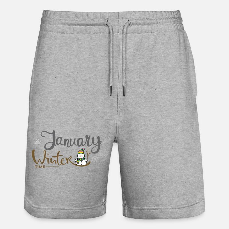 Januar Winterzeit Schneemann - Stanley/Stella Unisex Bio Joggingshorts Trainer  - Grau meliert