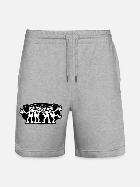 Groom Friends Group Beer - Stanley/Stella Trainer Unisex Organic Jogging Shorts - heather grey
