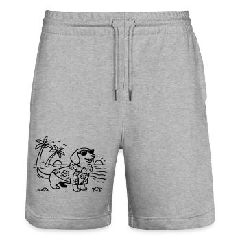 Hawaii Urlaub Dackel urlaubsmodus mit hund - Stanley/Stella Unisex Bio Joggingshorts Trainer  - Grau meliert - Vorne - Nik (191cm) & Marisol (170cm)