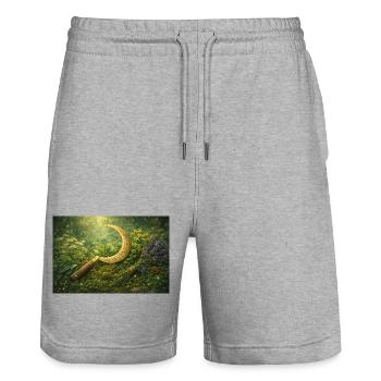 Herbal power - Stanley/Stella Trainer Unisex Organic Jogging Shorts - heather grey - Front - Nik (191cm) & Marisol (170cm)