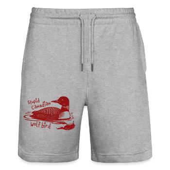 Stupid Canadian Wolf Bird Funny Loon Humor - Stanley/Stella Unisex Bio Joggingshorts Trainer  - Grau meliert - Vorne - Nik (191cm) & Marisol (170cm)