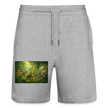 Magic herbs - Stanley/Stella Trainer Unisex Organic Jogging Shorts - heather grey - Front - Nik (191cm) & Marisol (170cm)