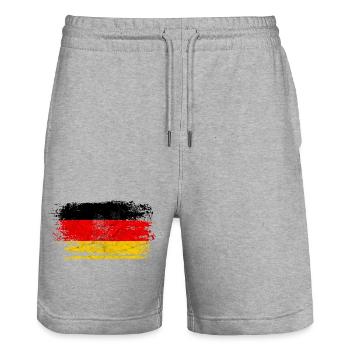 Germany Vintage - Eagle Crest Gift - Stanley/Stella Trainer Unisex Organic Jogging Shorts - heather grey - Front - Nik (191cm) & Marisol (170cm)