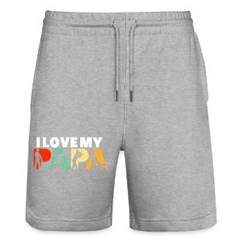Ich liebe meinen Papa Stahlarbeiter Industriejob Papa - Stanley/Stella Unisex Bio Joggingshorts Trainer  - Grau meliert - Vorne - Nik (191cm) & Marisol (170cm)