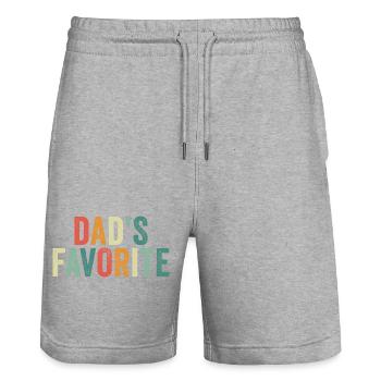 Lieblingskind Lustiger Papas Lieblings - Stanley/Stella Unisex Bio Joggingshorts Trainer  - Grau meliert - Vorne - Nik (191cm) & Marisol (170cm)