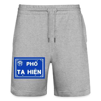 ta Hien Street Beer Street - Stanley/Stella Trainer Unisex Organic Jogging Shorts - heather grey - Front - Nik (191cm) & Marisol (170cm)