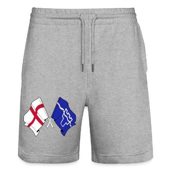 Tyne and Wear & England crossed - Stanley/Stella Trainer Unisex Organic Jogging Shorts - heather grey - Front - Nik (191cm) & Marisol (170cm)