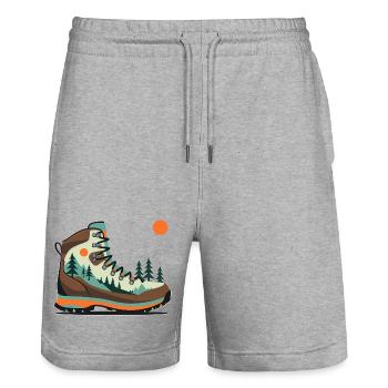 Wanderstiefel Landschaftsmotiv - Stanley/Stella Unisex Bio Joggingshorts Trainer  - Grau meliert - Vorne - Nik (191cm) & Marisol (170cm)
