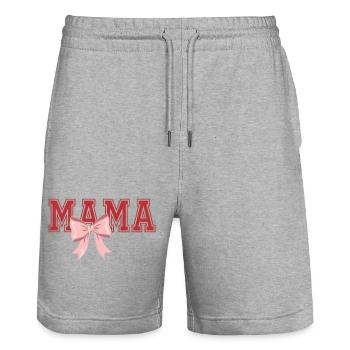 Mama Bow – Classic Mama Typo Design - Stanley/Stella Trainer Unisex Organic Jogging Shorts - heather grey - Front - Nik (191cm) & Marisol (170cm)