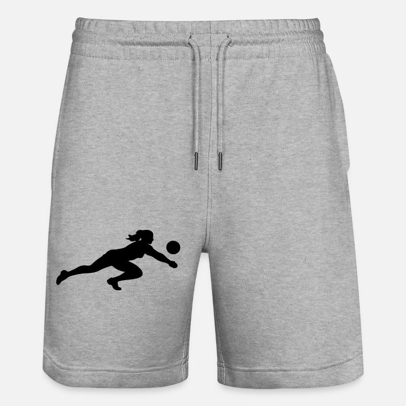 Volleyball Silhouette - Stanley/Stella Unisex Bio Joggingshorts Trainer - Grau meliert