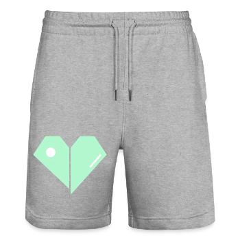Mint Heart Split Minimalist - Stanley/Stella Trainer Unisex Organic Jogging Shorts - heather grey - Front - Nik (191cm) & Marisol (170cm)