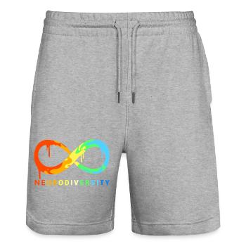 Neurodiversity Autismus Gehirn ADHS Asperger - Stanley/Stella Unisex Bio Joggingshorts Trainer  - Grau meliert - Vorne - Nik (191cm) & Marisol (170cm)