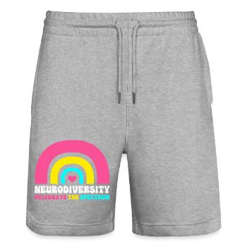 Autism Brain Autistic Asperger Neurodiversity - Stanley/Stella Trainer Unisex Organic Jogging Shorts - heather grey - Front - Nik (191cm) & Marisol (170cm)