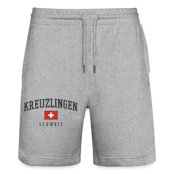 Kreuzlingen Swiss Flag Emblem - Stanley/Stella Unisex Bio Joggingshorts Trainer  - Grau meliert - Vorne - Nik (191cm) & Marisol (170cm)