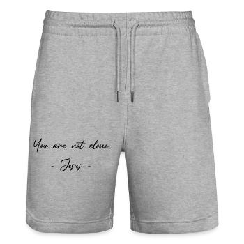 Du bist nicht alleine - Jesus - Glaubenssätze  - Stanley/Stella Unisex Bio Joggingshorts Trainer  - Grau meliert - Vorne - Nik (191cm) & Marisol (170cm)