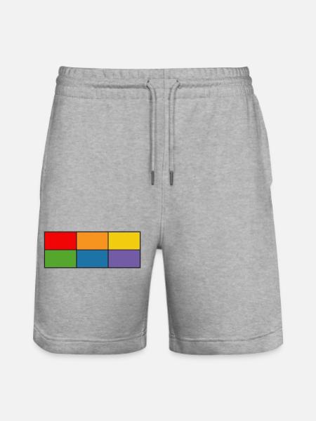 LGBT_Regenbogen_Farbblock grid - Stanley/Stella Trainer Unisex Organic Jogging Shorts - heather grey