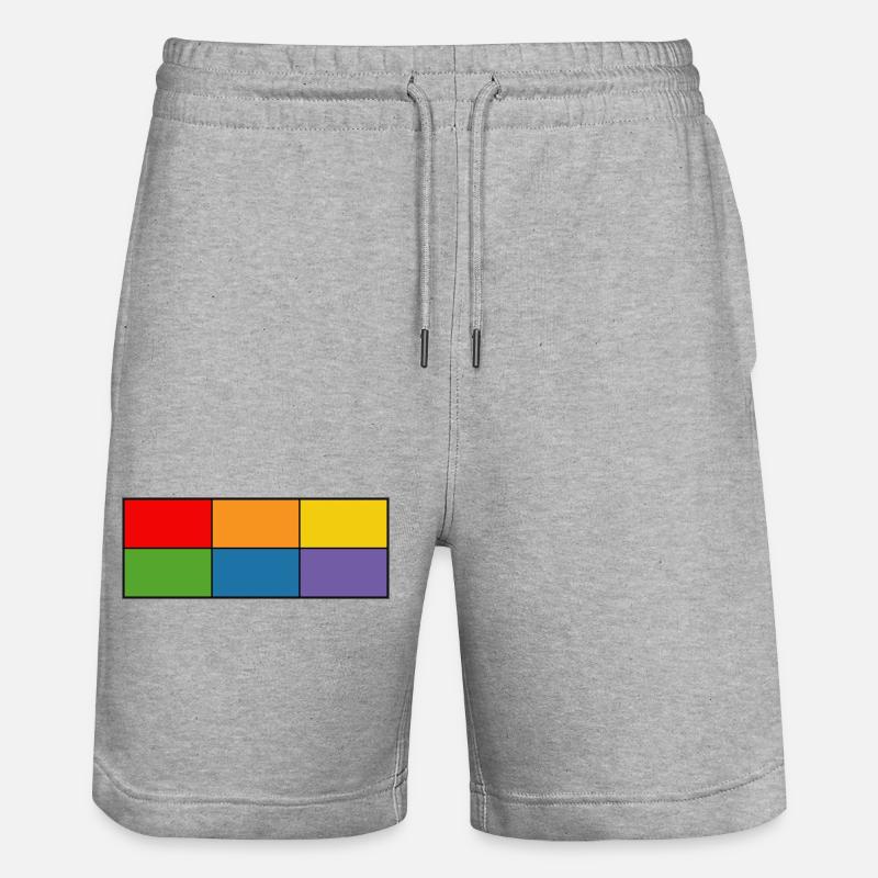 LGBT_Regenbogen_Farbblock grid - Stanley/Stella Trainer Unisex Organic Jogging Shorts - heather grey
