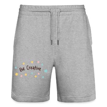 Sei kreativ: Pastellsterne und feine Buchstaben - Stanley/Stella Unisex Bio Joggingshorts Trainer  - Grau meliert - Vorne - Nik (191cm) & Marisol (170cm)