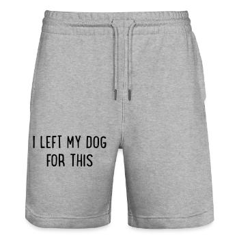Chien - J’ai laissé mon chien à la maison - Short de jogging bio TRAINER Stanley/Stella unisexe - gris chiné - Devant - Nik (191cm) & Marisol (170cm)