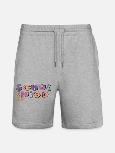 Schulkind 2026  Bunte Buchstaben - Stanley/Stella Unisex Bio Joggingshorts Trainer  - Grau meliert