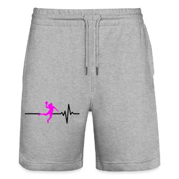 HANDBALL PLAYER HEARTBEAT PINK HANDBALL ADRENALINE - Stanley/Stella Trainer Unisex Organic Jogging Shorts - heather grey - Front - Nik (191cm) & Marisol (170cm)