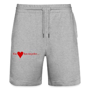 Tout le monde a un cœur – Chemise humoristique Skat - Short de jogging bio TRAINER Stanley/Stella unisexe - gris chiné - Devant - Nik (191cm) & Marisol (170cm)
