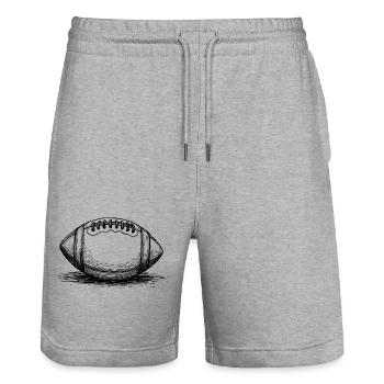 Vintage American Football Ball Sportler - Stanley/Stella Unisex Bio Joggingshorts Trainer  - Grau meliert - Vorne - Nik (191cm) & Marisol (170cm)