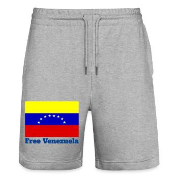 Venezuela, liberté, Caracas, Amérique du sud - Short de jogging bio TRAINER Stanley/Stella unisexe - gris chiné - Devant - Nik (191cm) & Marisol (170cm)