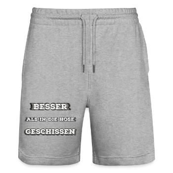 Besser als in die Hose gesch...  - Stanley/Stella Unisex Bio Joggingshorts Trainer  - Grau meliert - Vorne - Nik (191cm) & Marisol (170cm)