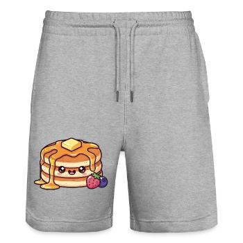 Kawaii Syrup Pancake with Berry - Stanley/Stella Trainer Unisex Organic Jogging Shorts - heather grey - Front - Nik (191cm) & Marisol (170cm)