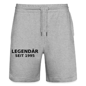 Legendary since 1995 - Stanley/Stella Trainer Unisex Organic Jogging Shorts - heather grey - Front - Nik (191cm) & Marisol (170cm)