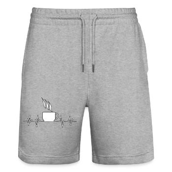 Herzschlag Kaffee - Stanley/Stella Unisex Bio Joggingshorts Trainer  - Grau meliert - Vorne - Nik (191cm) & Marisol (170cm)