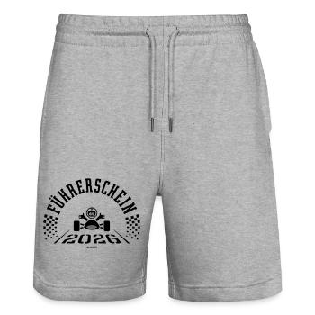 Driver's license 2026 (novice driver / Black) - Stanley/Stella Trainer Unisex Organic Jogging Shorts - heather grey - Front - Nik (191cm) & Marisol (170cm)