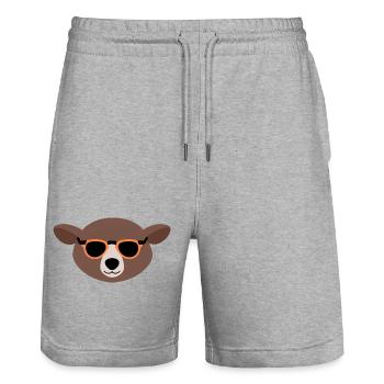 Mole with orange sunglasses - Stanley/Stella Trainer Unisex Organic Jogging Shorts - heather grey - Front - Nik (191cm) & Marisol (170cm)