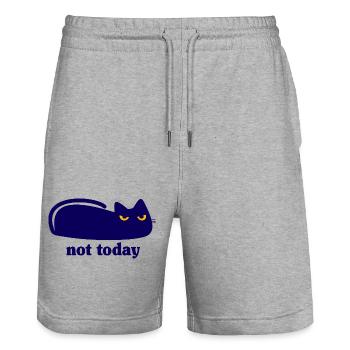 Cat Not Today Lazy Saying - Stanley/Stella Trainer Unisex Organic Jogging Shorts - heather grey - Front - Nik (191cm) & Marisol (170cm)