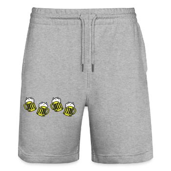 Bier Bierkrug Prost Comic - Stanley/Stella Unisex Bio Joggingshorts Trainer  - Grau meliert - Vorne - Nik (191cm) & Marisol (170cm)