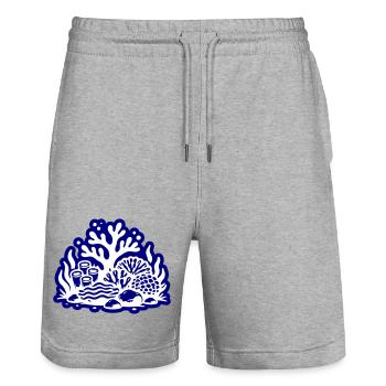 Coral Reef Ocean - Stanley/Stella Trainer Unisex Organic Jogging Shorts - heather grey - Front - Nik (191cm) & Marisol (170cm)