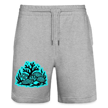 Coral Reef Ocean Coral Icon - Stanley/Stella Trainer Unisex Organic Jogging Shorts - heather grey - Front - Nik (191cm) & Marisol (170cm)