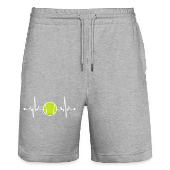 Heartbeat Tennis Tennis Player Pulse Heartbeat Male - Stanley/Stella Trainer Unisex Organic Jogging Shorts - heather grey - Front - Nik (191cm) & Marisol (170cm)