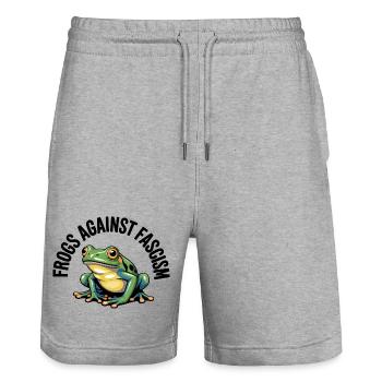 Frösche gegen Rassismus – USA Frog T-Shirt - Stanley/Stella Unisex Bio Joggingshorts Trainer  - Grau meliert - Vorne - Nik (191cm) & Marisol (170cm)